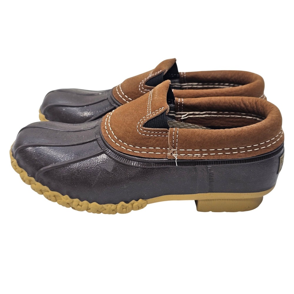 LL Bean Rubber Moc Bean‎ Boots Womens 5.5 M Brown Leather Slip On Duck Shoes USA